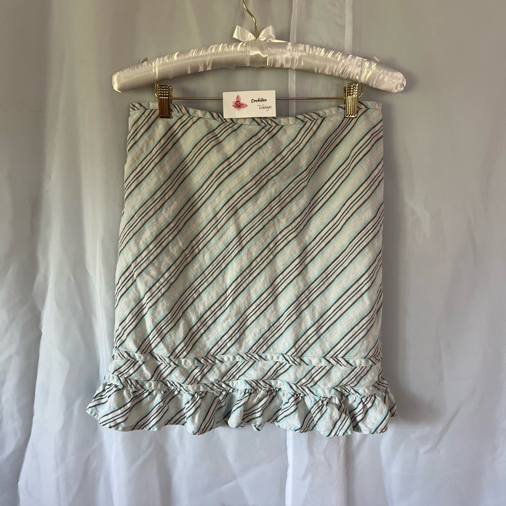 A Vintage Y2K Striped Ruffle Hem Skirt